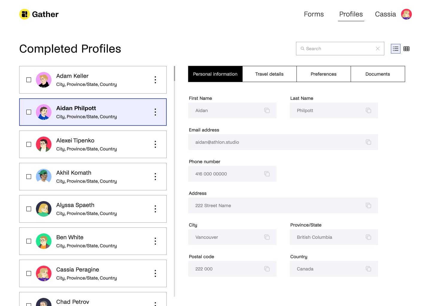 Traveller Profiles