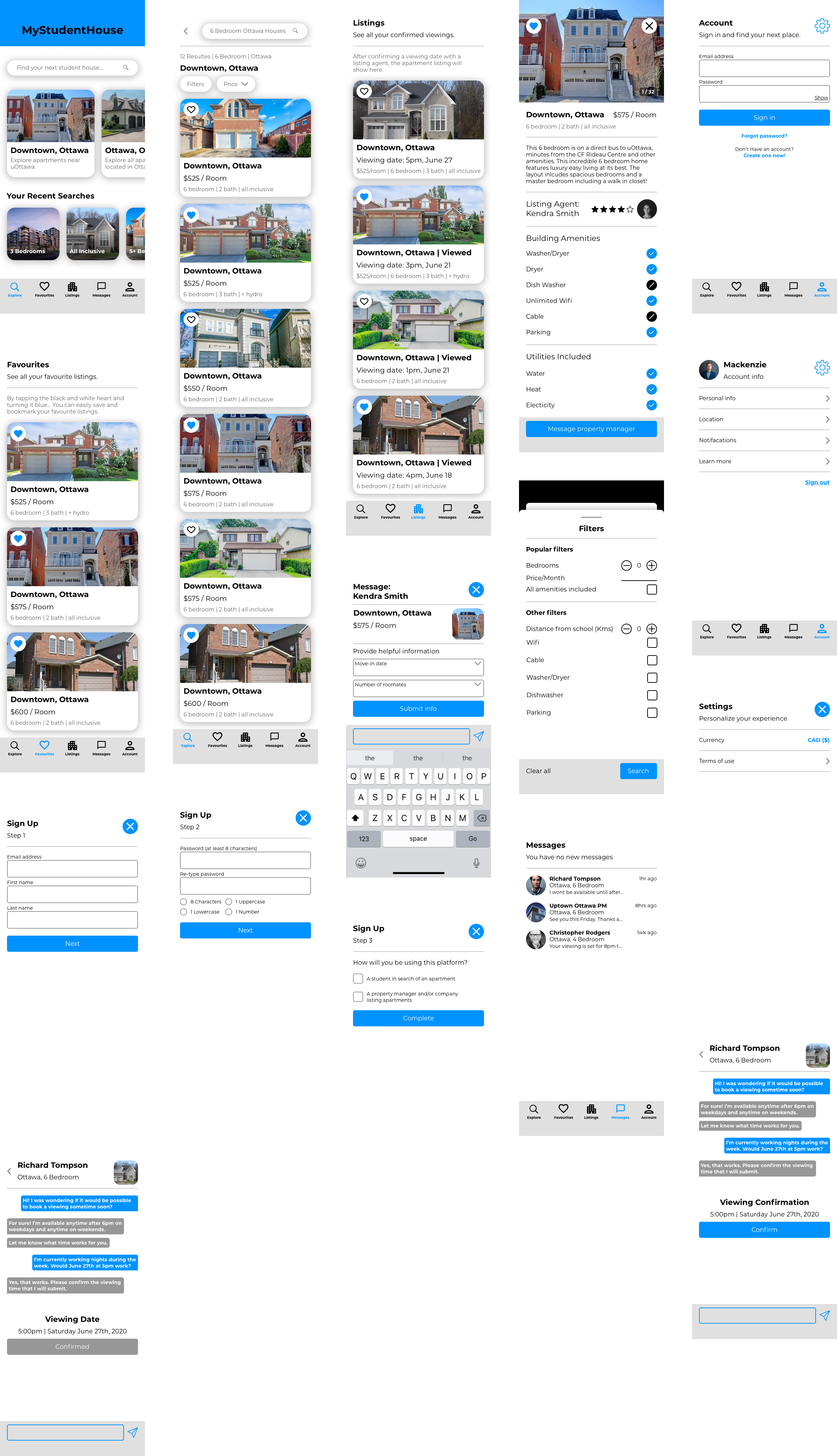 mobile prototype wireframes